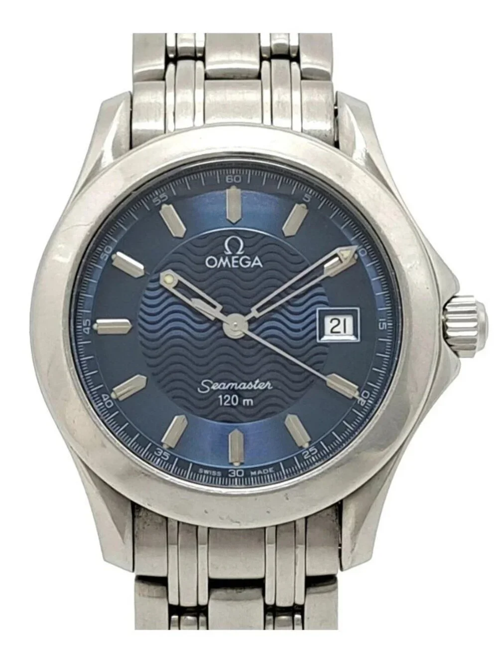 OMEGA Seamaster120 2511.81 Date Navy Dial Quartz Men's Watch_968013